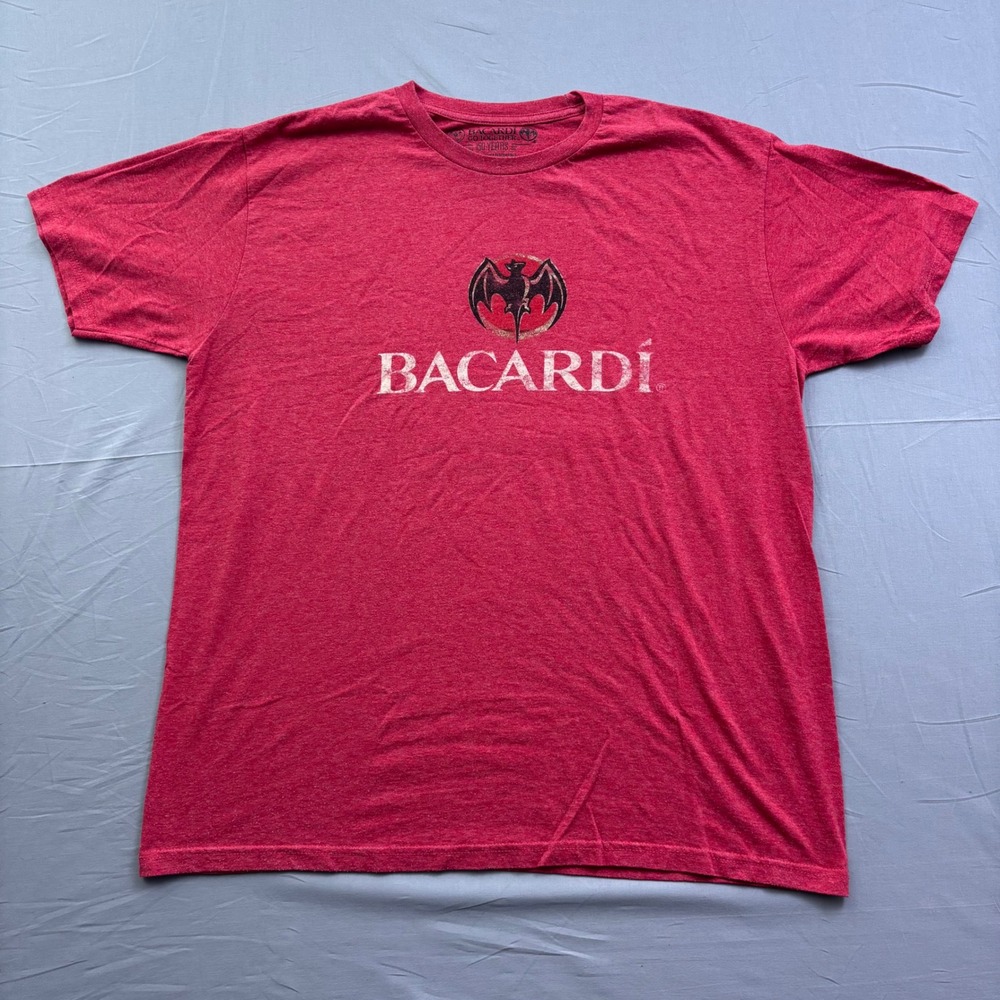 Bacardi 150 Years Anniversary T-Shirt Mens XL Red Heather Bat Logo Est 1862 Tee